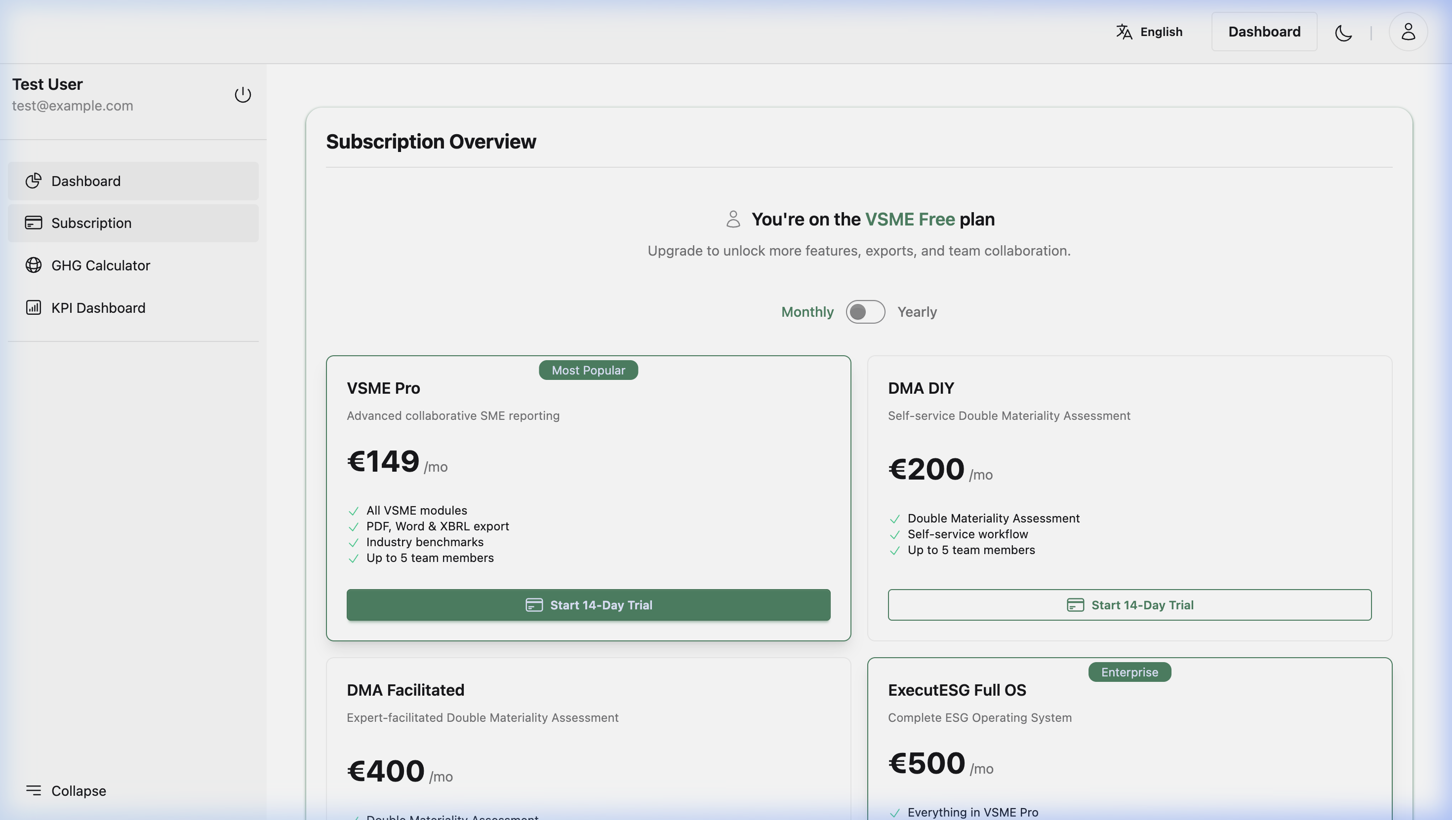 Subscription management with VSME Pro, DMA DIY, and enterprise plans